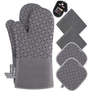 KEGOUU Oven Mitts and Pot Holders 6pcs Set, Kitchen Oven Glove High Heat Resi...